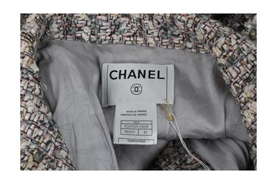 Lot 112 - Chanel Pink Boucle Patch Pocket Jacket - Size 42