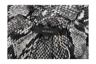 Lot 114 - Gucci Grey Snake Print Halter Neck Dress - Size 44