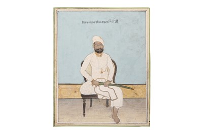 Lot 612 - A SEATED PORTRAIT OF AN INDIAN RULER