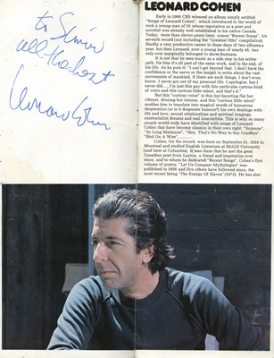 Lot 125 - Cohen (Leonard)