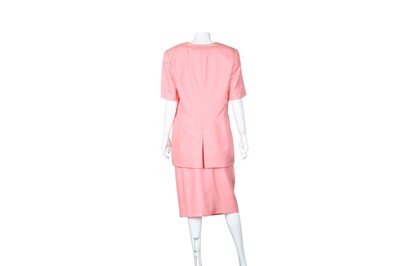 Lot 56 - Valentino Pink Silk Short Sleeve Skirt Suit - Size 48