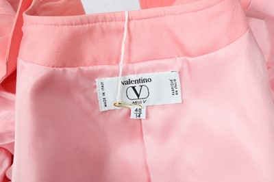 Lot 56 - Valentino Pink Silk Short Sleeve Skirt Suit - Size 48