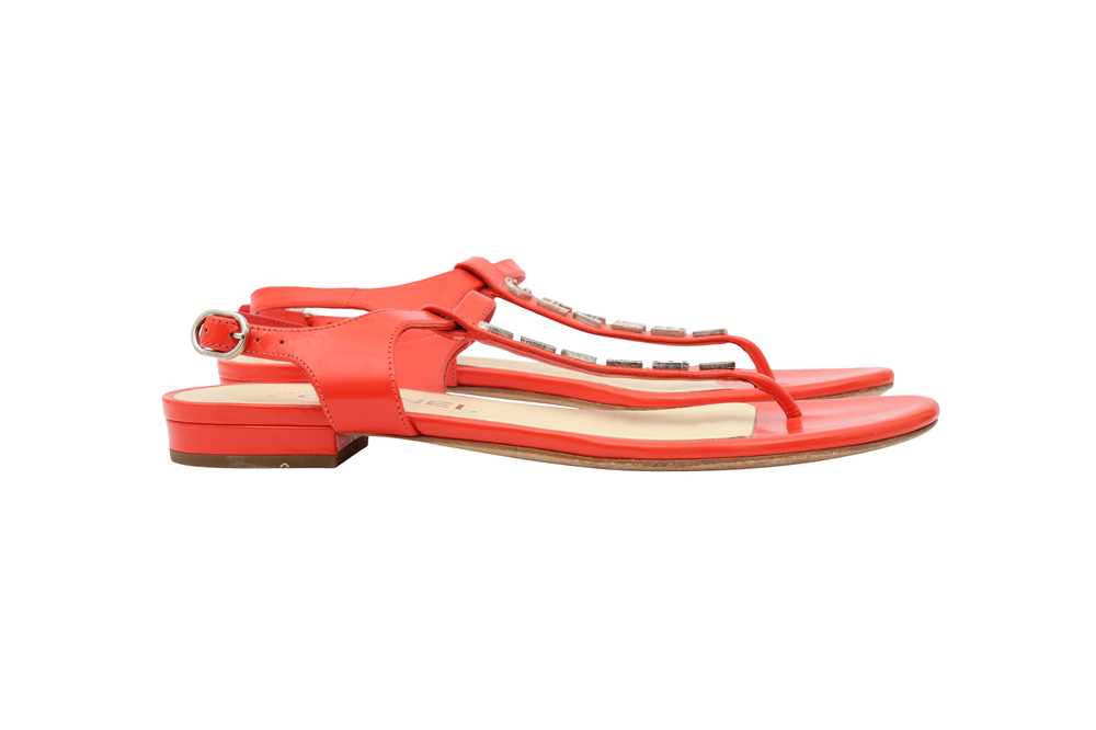 Lot 29 - Chanel Red Logo Flat Thong Sandal - Size 36