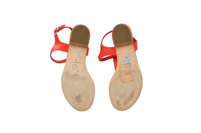 Lot 29 - Chanel Red Logo Flat Thong Sandal - Size 36