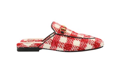 Lot 30 - Gucci Red Tweed Princetown Slipper - Size 36