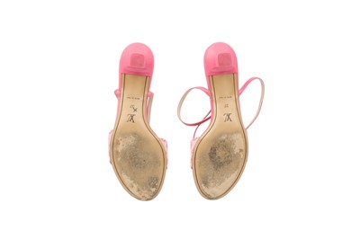 Lot 60 - Louis Vuitton Pink Monogram Kitten Heeled Sandal - Size 37