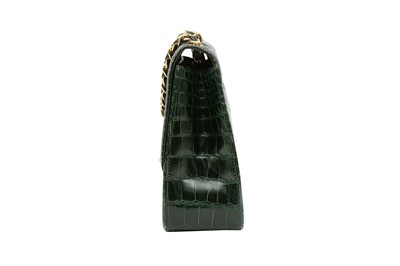 Lot 188 - λ Chanel Green Shiny Alligator Jumbo Double Flap Bag