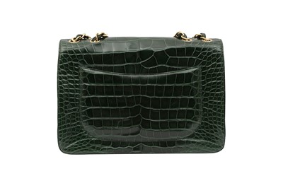 Lot 188 - λ Chanel Green Shiny Alligator Jumbo Double Flap Bag