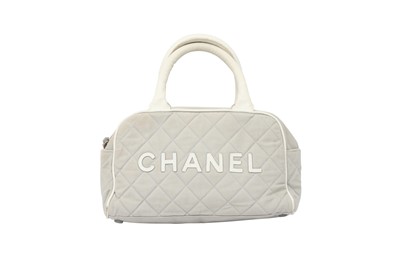 Lot 106 - Chanel Pale Grey Logo Mini Bowler Bag