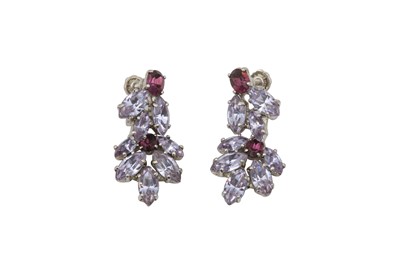 Lot 99 - Christian Dior Purple Crystal Drop Clip On Earrings