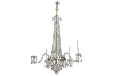 Lot 11 - A LARGE CRYSTAL FIVE BRANCH CHANDELIER, CIRCA 1860S