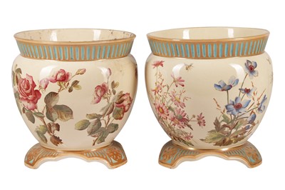 Lot 121 - A PAIR OF AESTHETIC MOVEMENT JARDINIERES, LATE19TH/EARLY 20TH CENTURY