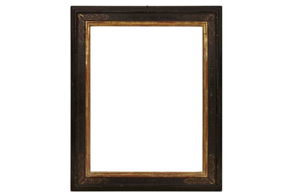 Lot 43 - A SPANISH 17TH CENTURY STYLE PAINTED AND GILDED CASSETTA FRAME