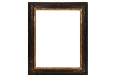 Lot 43 - A SPANISH 17TH CENTURY STYLE PAINTED AND GILDED CASSETTA FRAME