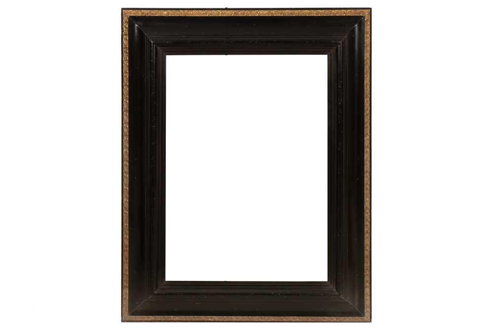 Lot 6 - A DUTCH 17TH CENTURY STYLE EBONISED PEARWOOD CABINET FRAME WITH CARVED AND GILDED OUTER EDGE