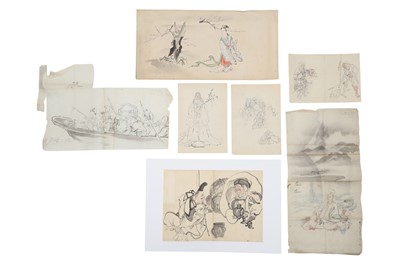 Lot 429 - A COLLECTION OF JAPANESE AND CHINESE FIGURATIVE SKETCHES AND PRINTS.