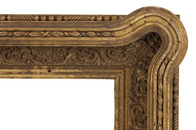Lot 84 - AN UNUSUAL BRITISH 19TH CENTURY GILDED COMPOSITION FRAME