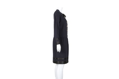 Lot 165 - Chanel Navy Wool Bow Long Sleeve Dress