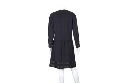 Lot 165 - Chanel Navy Wool Bow Long Sleeve Dress