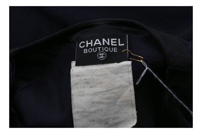 Lot 165 - Chanel Navy Wool Bow Long Sleeve Dress
