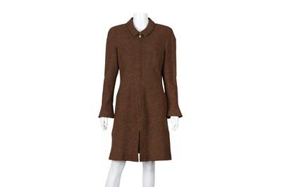 Lot 208 - Chanel Brown Tweed Long Sleeve Dress