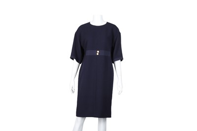 Lot 166 - Chanel Navy Wool Crepe Short Sleeve Dress