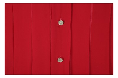 Lot 11 - Chanel Red Silk Pleat Front Long Sleeve Dress