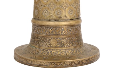Lot 369 - A SAFAVID ENGRAVED BRASS TORCH STAND (MASH'AL)