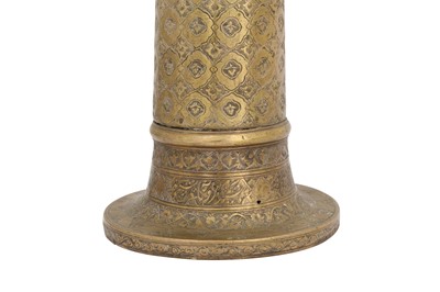 Lot 369 - A SAFAVID ENGRAVED BRASS TORCH STAND (MASH'AL)