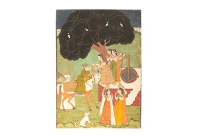 Lot 594 - A RAJPUT PRINCE RECEIVING WATER FROM VILLAGE GIRLS AT A WELL