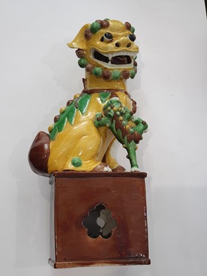 Lot 208 - A PAIR OF CHINESE FAMILLE VERTE LION DOGS.