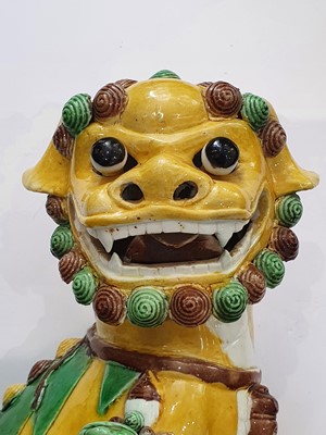 Lot 208 - A PAIR OF CHINESE FAMILLE VERTE LION DOGS.