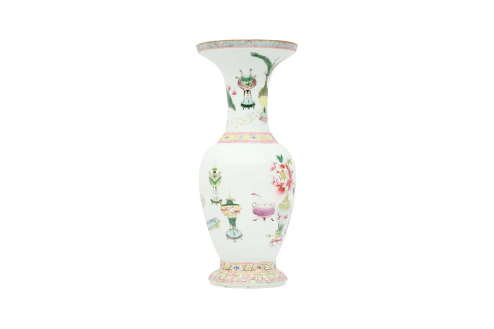 Lot 753 - A CHINESE FAMILLE ROSE 'TREASURES' VASE.
