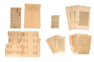 Lot 480 - A COLLECTION OF LOOSE FOLIOS AND PRINTED PAGES FROM RELIGIOUS MANUSCRIPTS
