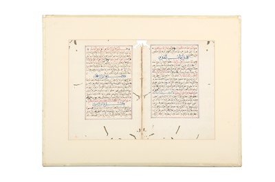 Lot 463 - A BIFOLIO FROM A MAGHRIBI RELIGIOUS MANUSCRIPT