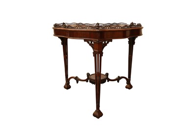 Lot 96 - A CHINESE CHIPPENDALE STYLE PLUM PUDDING MAHOGANY SILVER TABLE, EARLY 20TH CENTURY