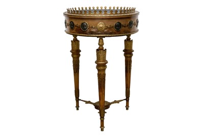 Lot 23 - A LOUIS XVI REVIVAL WALNUT AND ORMOLU MOUNTED JARDINIERE STAND