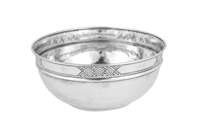 Lot 431 - A George V 'Arts and Crafts' sterling silver bowl, Birmingham 1912 marked for Liberty and Co, designed by Bernard Cuzner (1877-1956)
