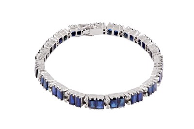 Lot 73 - A sapphire and diamond line bracelet