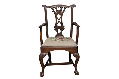Lot 1 - A CHIPPENDALE STYLE MAHOGANY CARVER, 19TH CENTURY