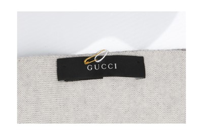 Lot 121 - Gucci Grey Wool Stripe Logo Scarf