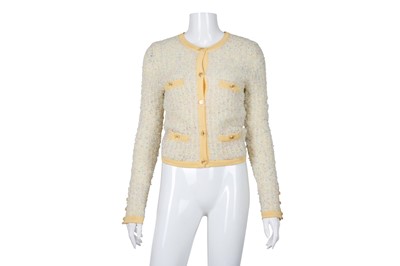 Lot 211 - Chanel Yellow Boucle Tweed Cardigan - Size 40