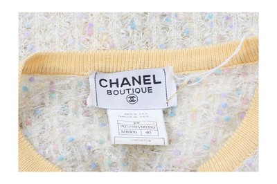 Lot 211 - Chanel Yellow Boucle Tweed Cardigan - Size 40