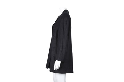 Lot 537 - Chanel Black Linen Long Jacket - Size 44