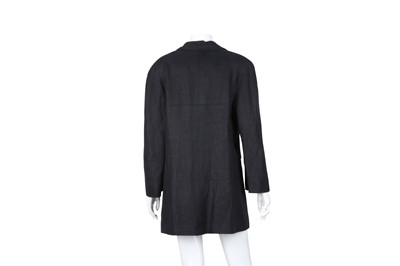 Lot 537 - Chanel Black Linen Long Jacket - Size 44