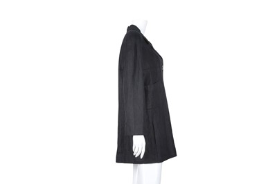 Lot 537 - Chanel Black Linen Long Jacket - Size 44