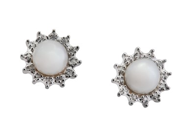 Lot 293 - A PAIR OF PEARL AND DIAMOND EARSTUDS