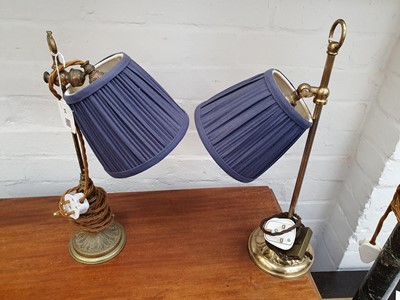 Lot 34 - A NEAR PAIR OF ADJUSTABLE BRASS TABLE LAMPS, 20TH CENTURY