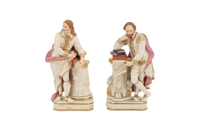 Lot 127 - A PAIR OF DERBY FIGURES OF JOHN MILTON AND WILLIAM SHAKESPEARE