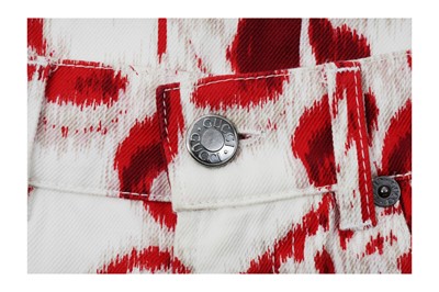Lot 13 - Gucci White Denim Print Mini Skirt - Size 40
